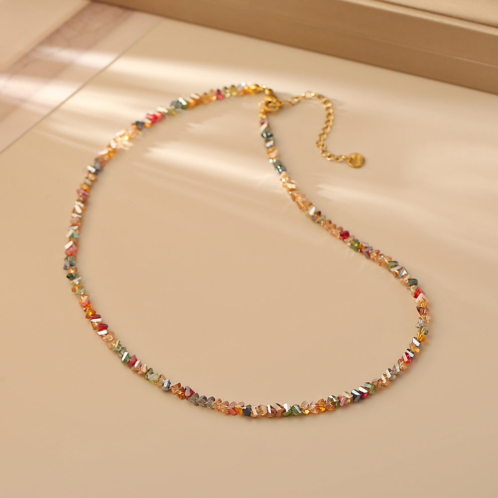Crystal String Beads Sweet Fresh Pastoral Girly Style Clavicle Chain Necklace