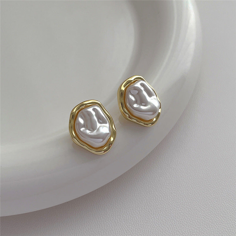 Irregular Baroque Pearl Ear French Style Retro Elegant Light Rings