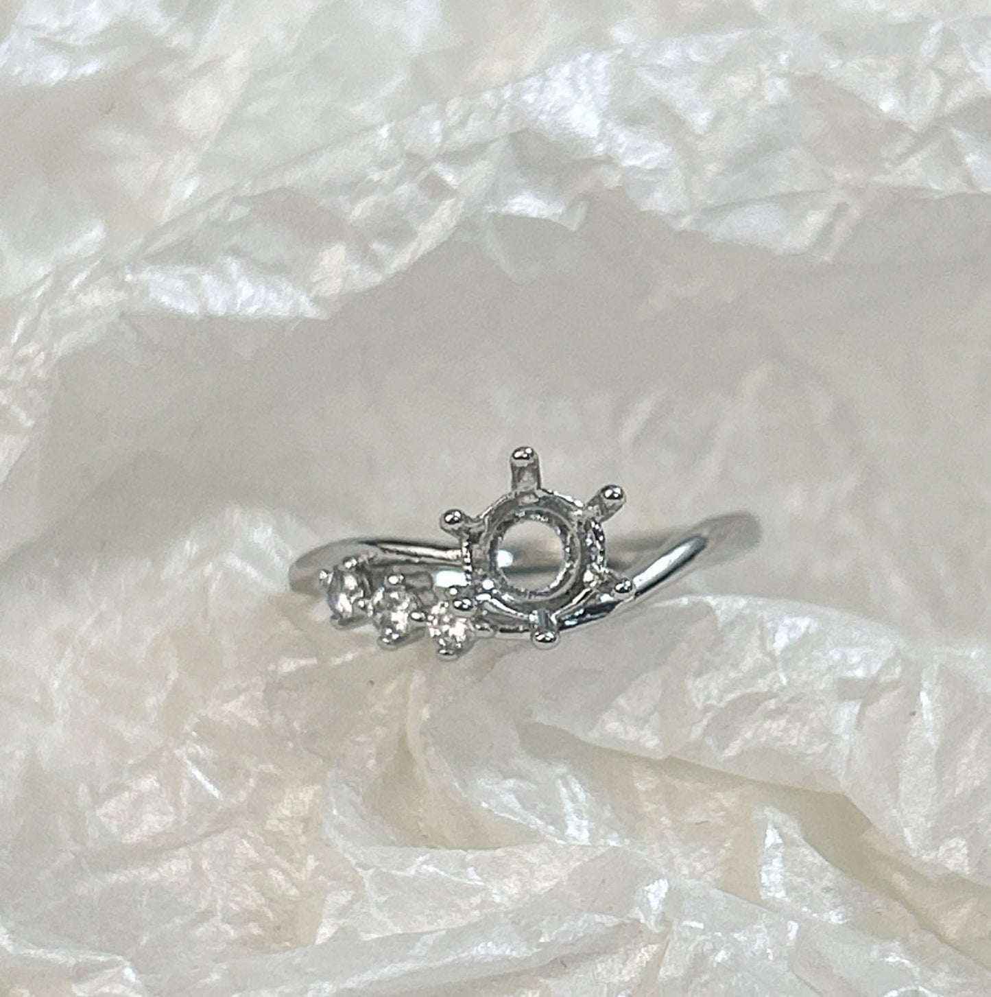 Setting Big Diamond Round Drip Love Open Mouth Inlaid Ring