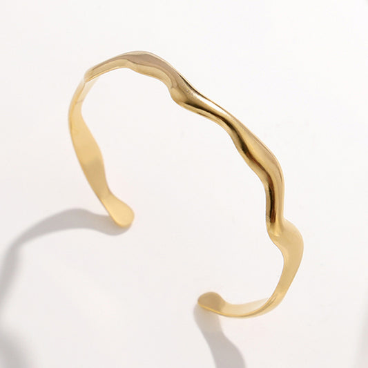 Titanium Steel Female Cold Wind Design Wavy Stainless Bracelet