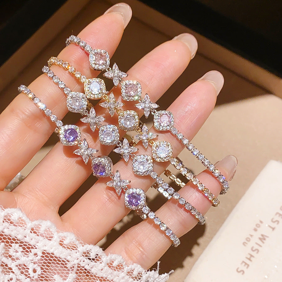 Korean Gentle Refined Zircon Diamond Flower Light Luxury High Bracelets