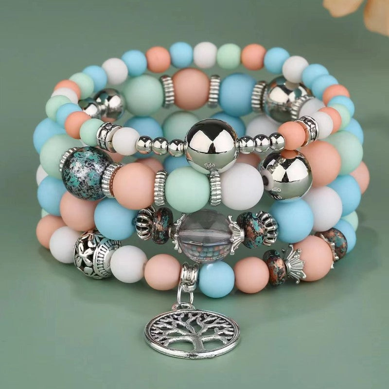 Women's Bohemian Suit Lucky Tree Charm Beaded Bracelets