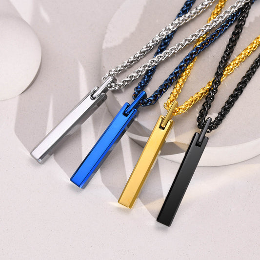 Men's Glossy Tungsten Steel Plain Long Wax Pendants