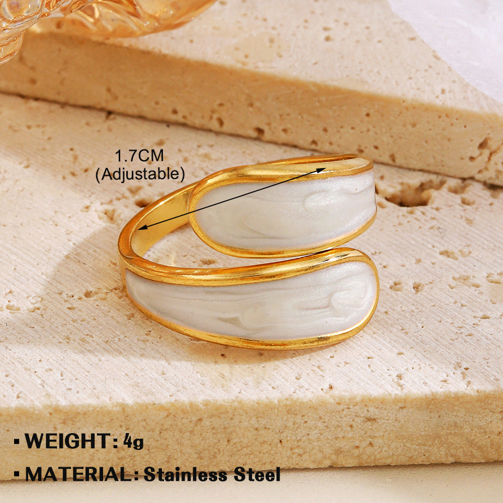 Women's Popular Stainless Steel Drip Open Personalized Hip Hop Real Rings