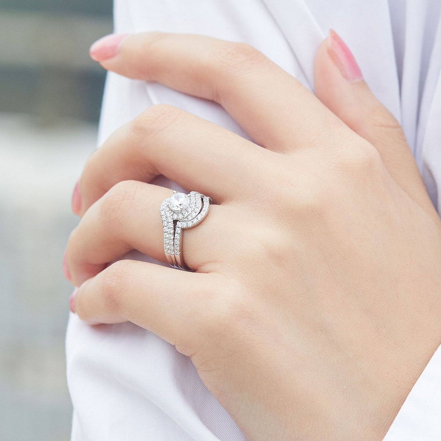 Sterling Sier Full Diamond Twist Arm Rings