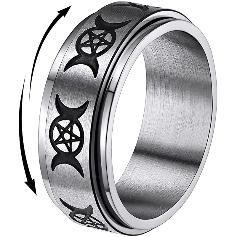 Star Titanium Steel Rotatable Moon Decompression Rings