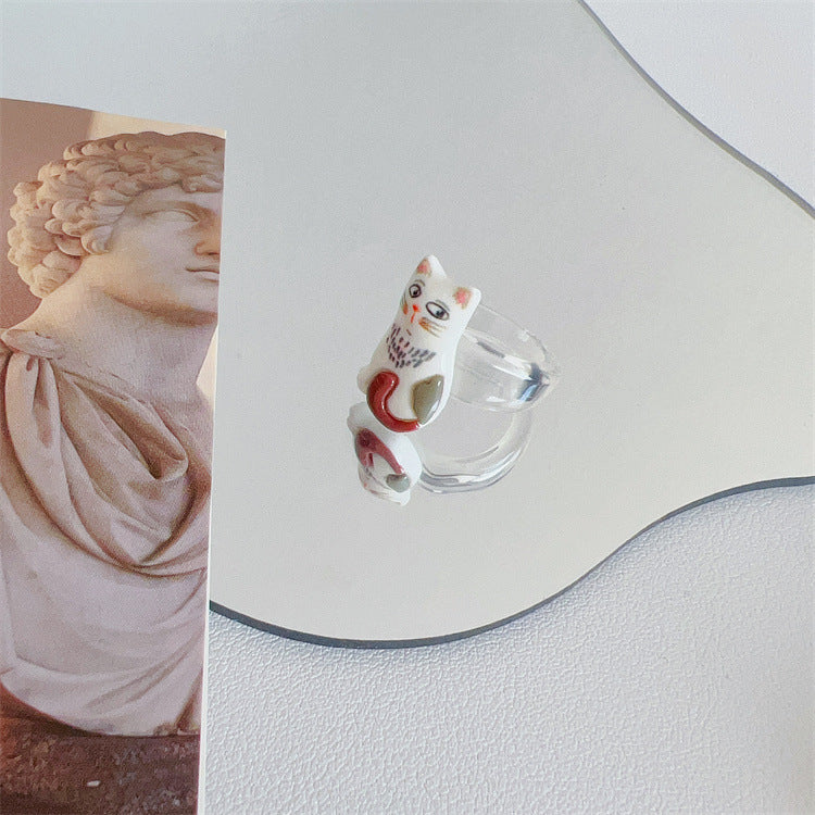 Bear Resin Female Design Sense Niche Rings
