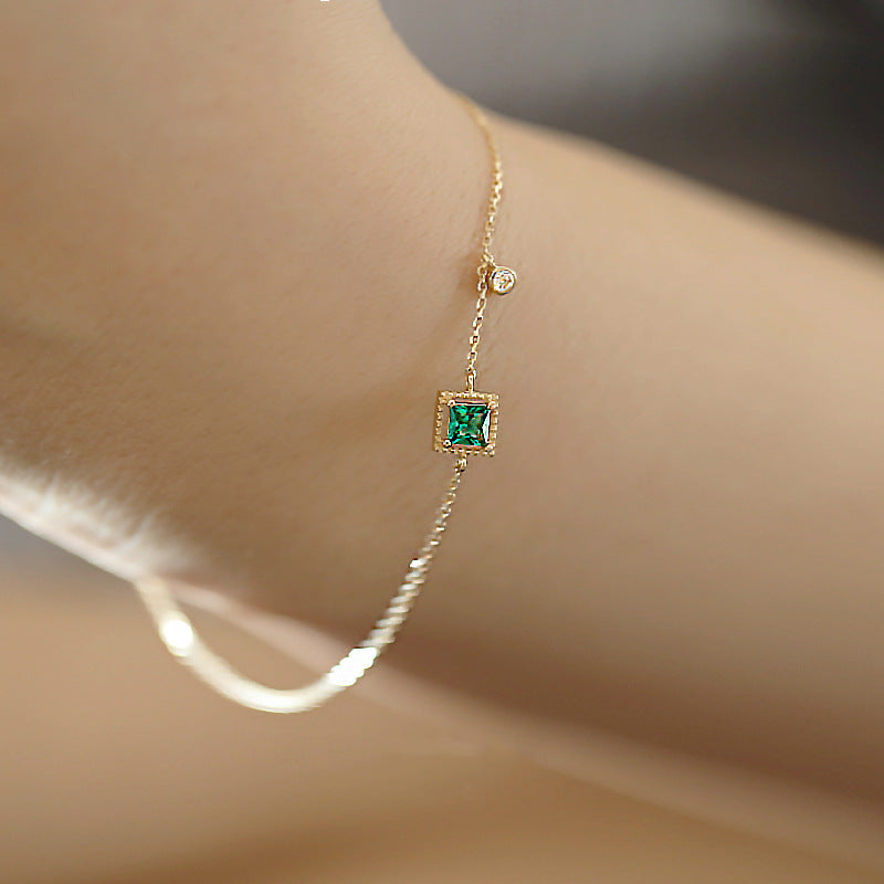 Plated Emerald Zircon Thin Simple Female Bracelets