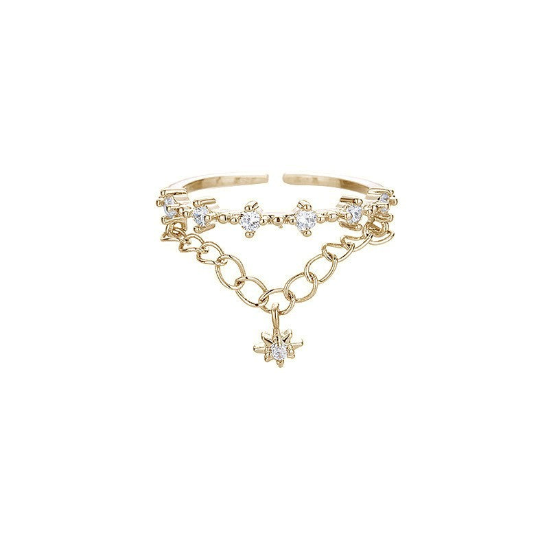 Debris Word Asterism Double Layer Index Finger Rings