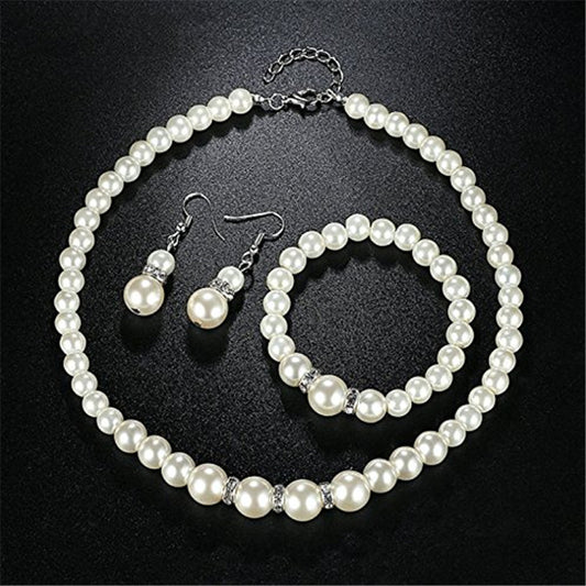 Fashion Pearl Three-piece Female Bridesmaid Simple Bracelets