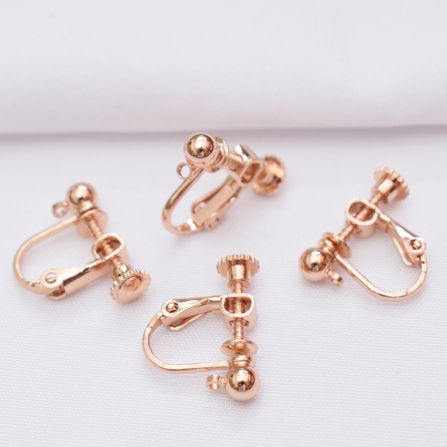 Color Retention Gilded Spiral With Round Beads Rings