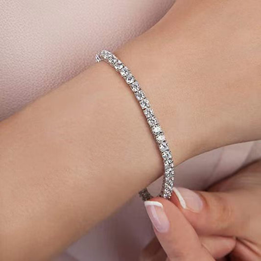 Single Row Round Full Diamond Tennis Bracelets