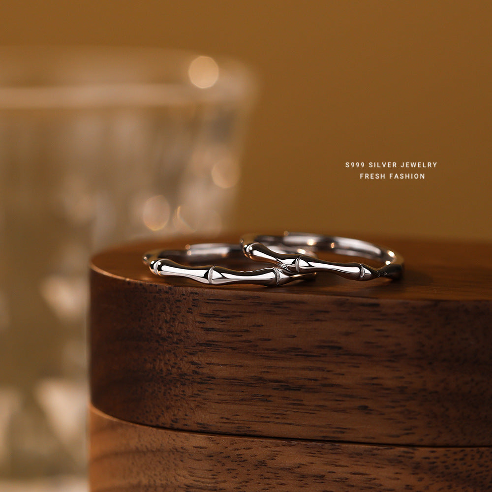 Bamboo Joint Couple Simple Niche Opening Creative Green Rings