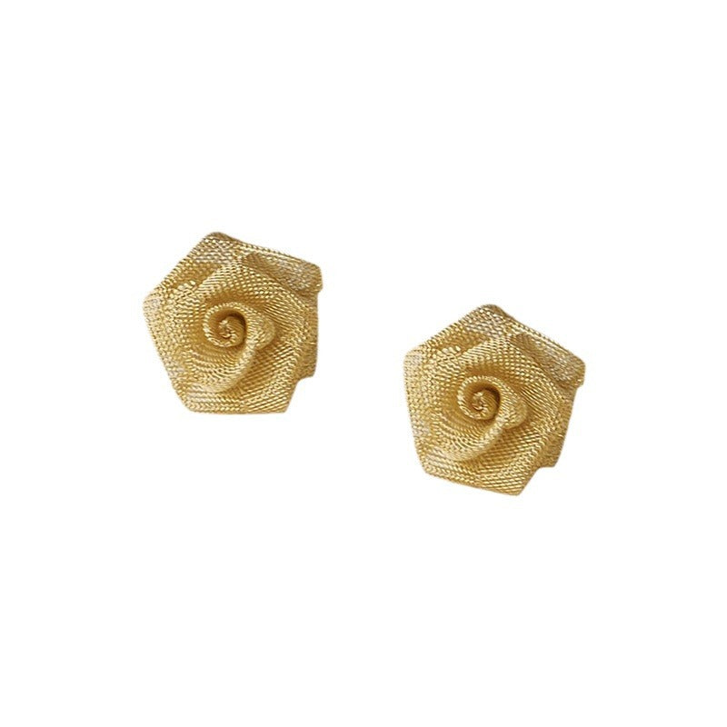 Flower High-grade Retro Gold Yarn Handmade Earrings