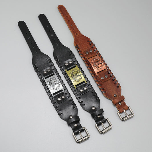 Weave Impactor Cattle Leather Simple Viking Bracelet