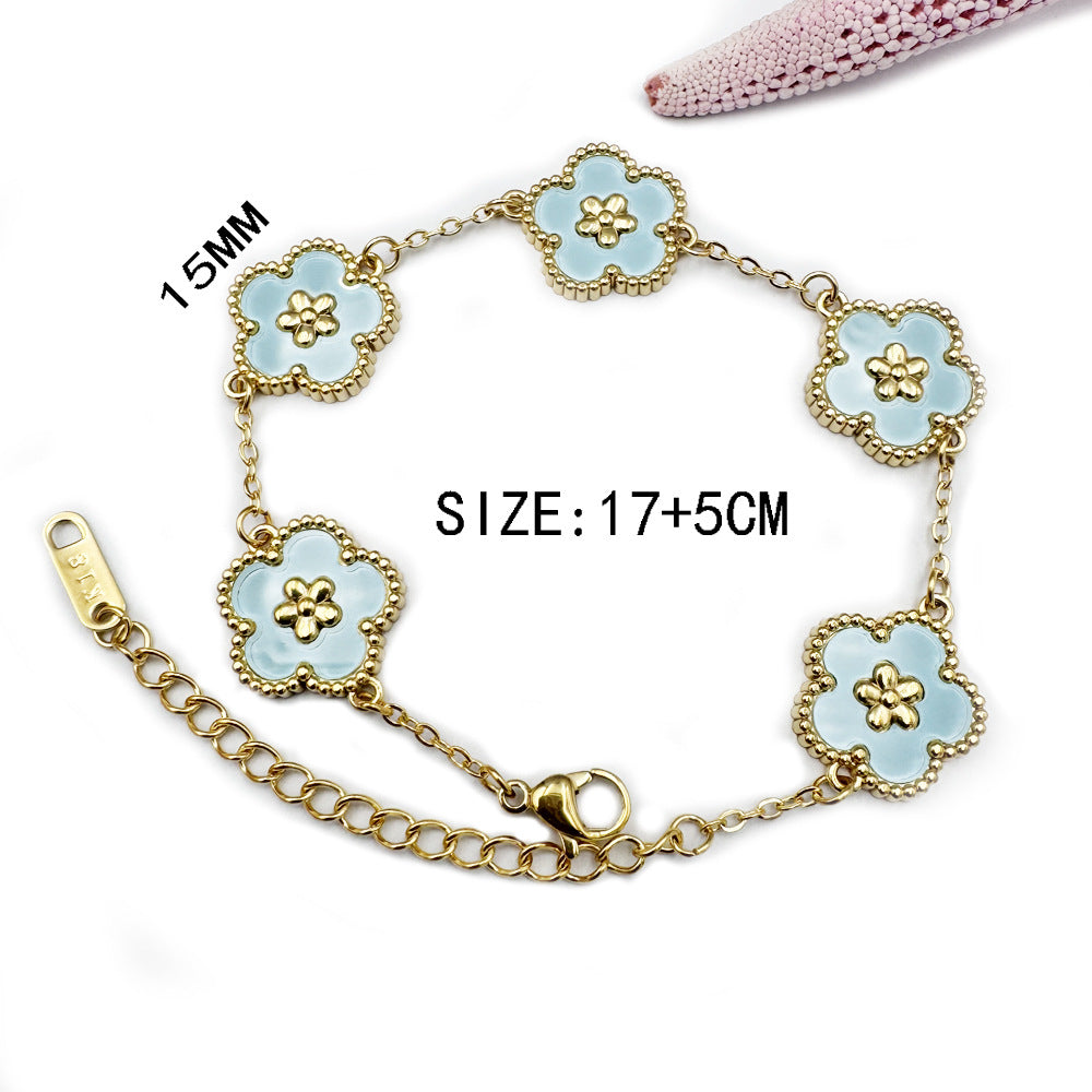 Women's Stainless Steel Five-leaf Flower Forest Series Bracelets