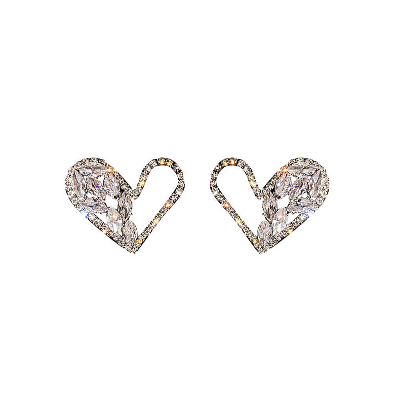 Love Heart Trendy High-grade Light Luxury Female Exaggerated Temperamental Stud Earrings