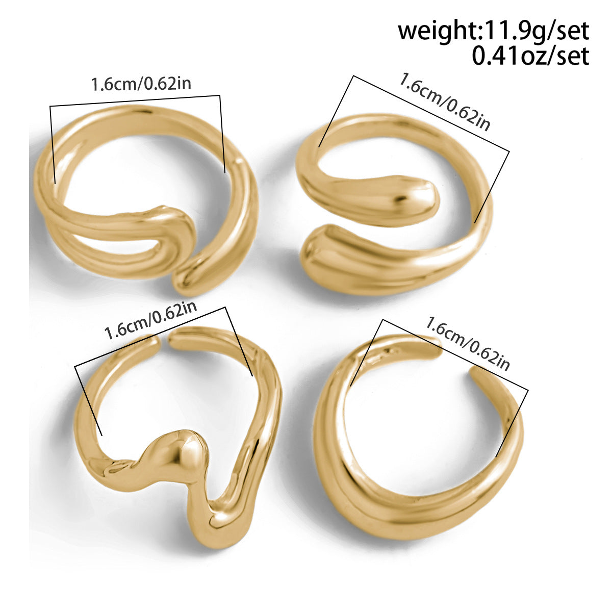 Sense Open Geometric Niche Irregular Lines Personality Rings