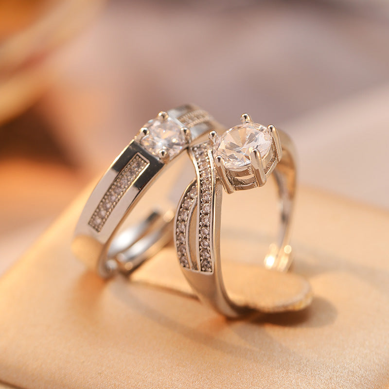 Karat Diamond Wedding Couple Ceremony Props Adjustable Rings