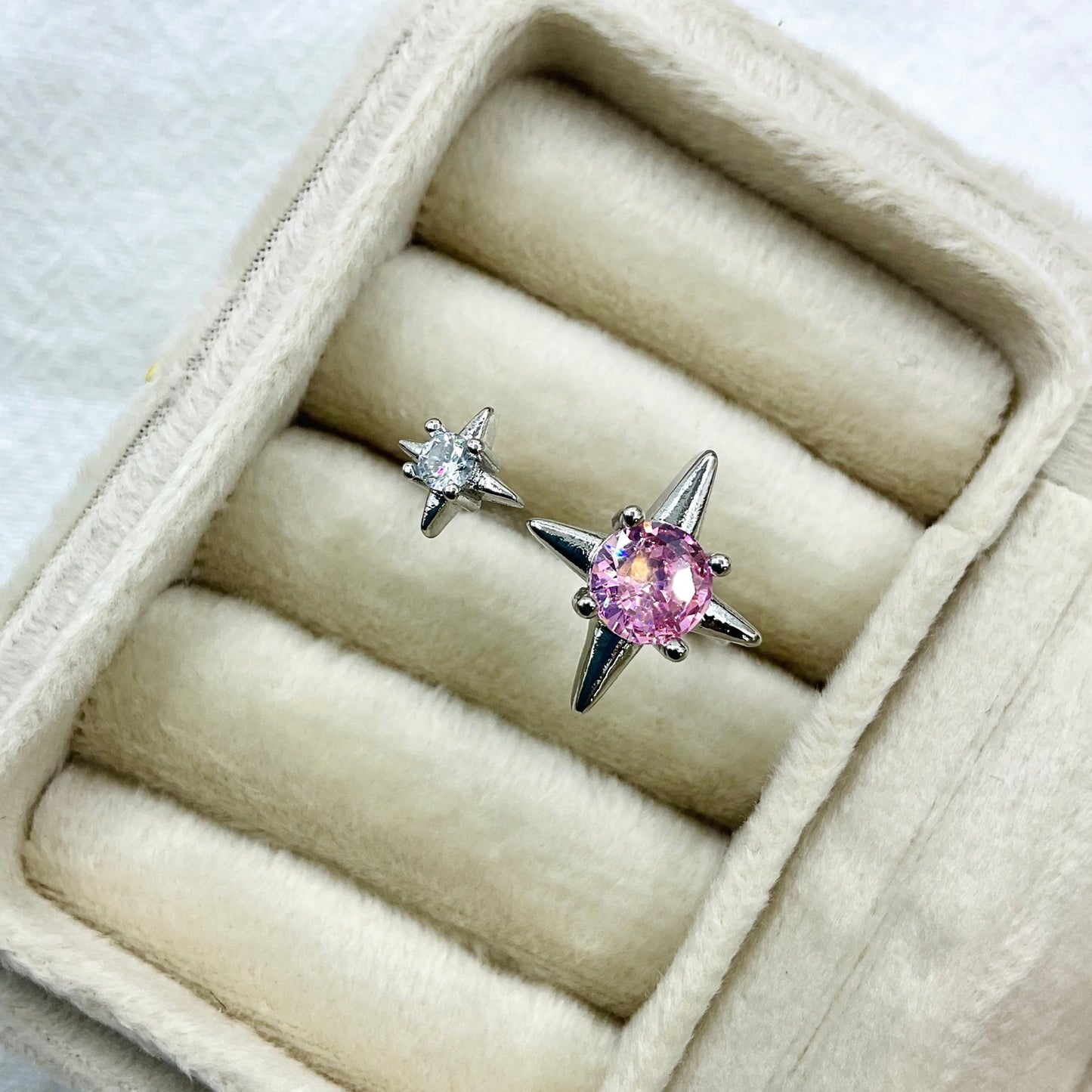 Stars Female Open High Sense Asterism Shining Zircon Dopamine Colored Ring