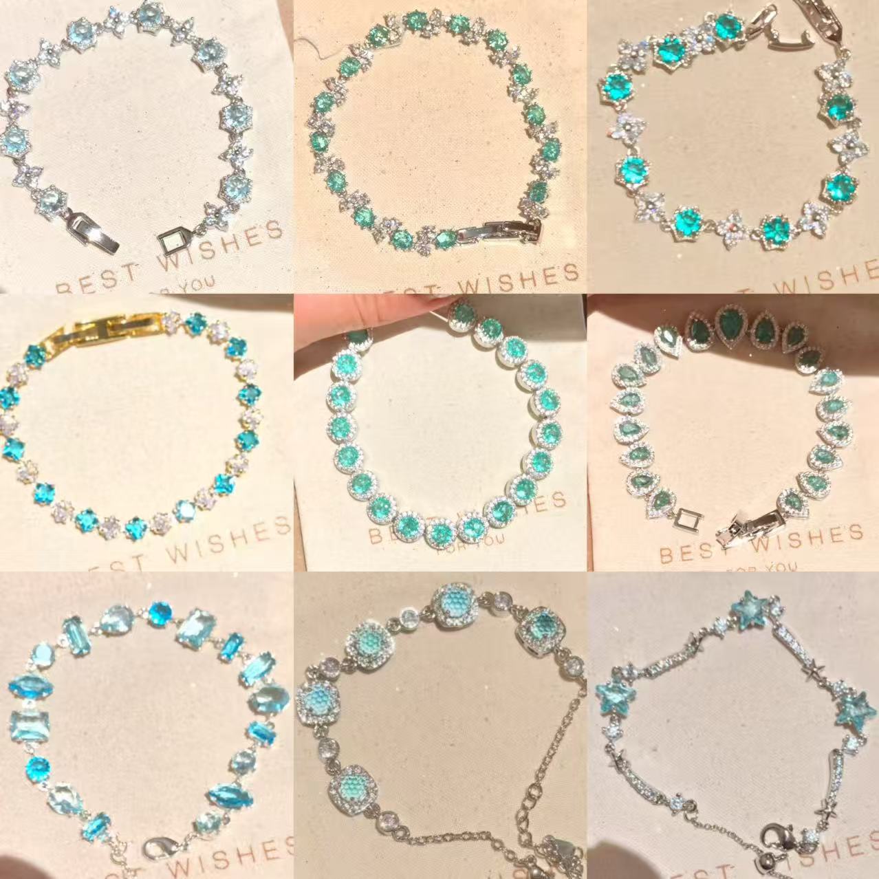 Irregular Square Flower Heart Water Drops Light Luxury High Bracelet