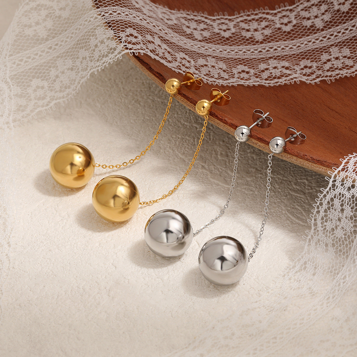 Minority Style Exaggerated Hollow Ball Temperament Earrings