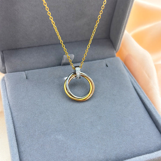 Nail Three-ring Three-color Buckle Light Luxury Necklaces