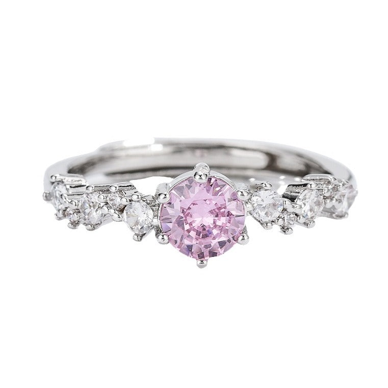 Women's Pink Diamond Open Light Luxury Fashion Rings