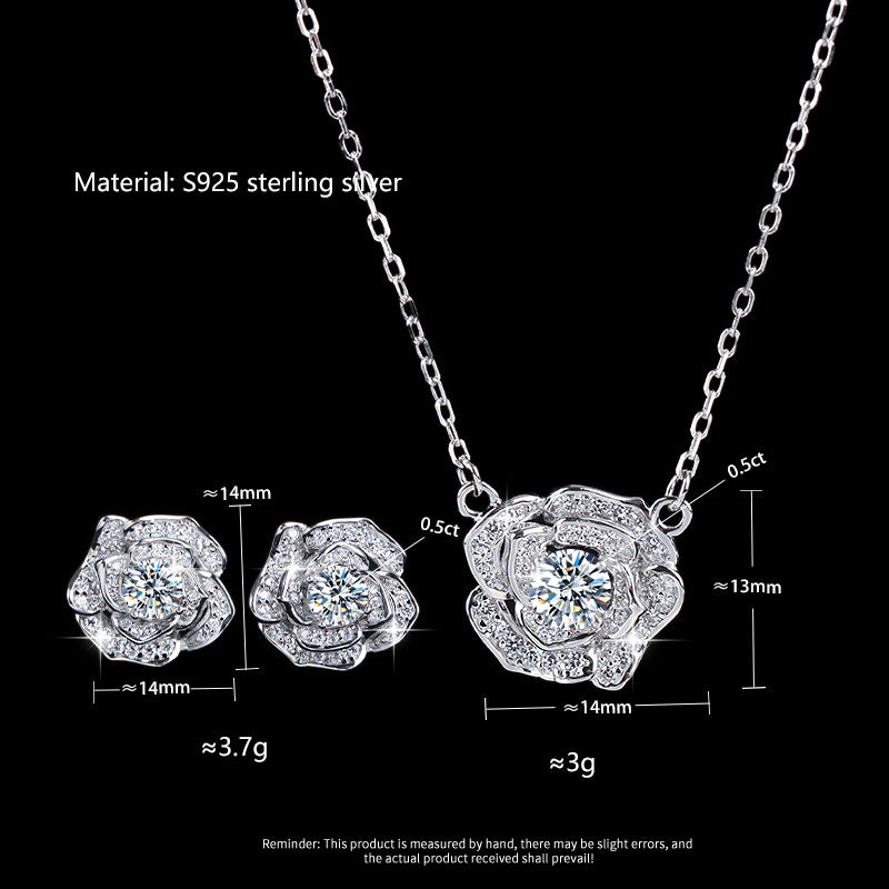 Sier Camellia Female Niche National Style Temperament Earrings