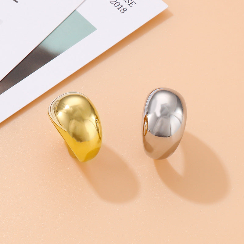 Women's & Men's Arc Top Large Glossy Titanium Steel Rings