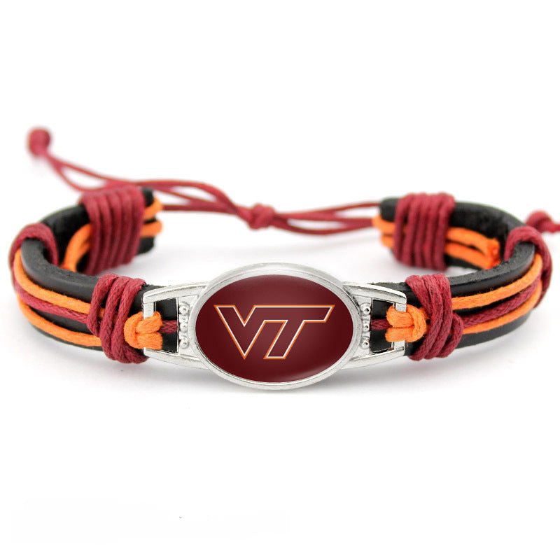 College Team Cowhide Woven Georgian Bulldog Bracelets