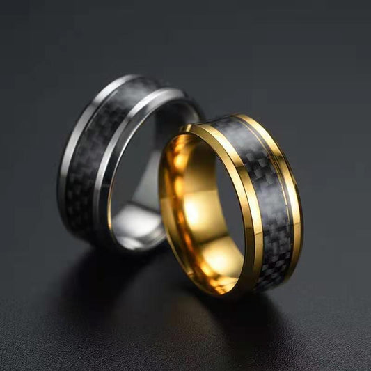 Fashion Personality Carbon Fiber Titanium Steel Rings