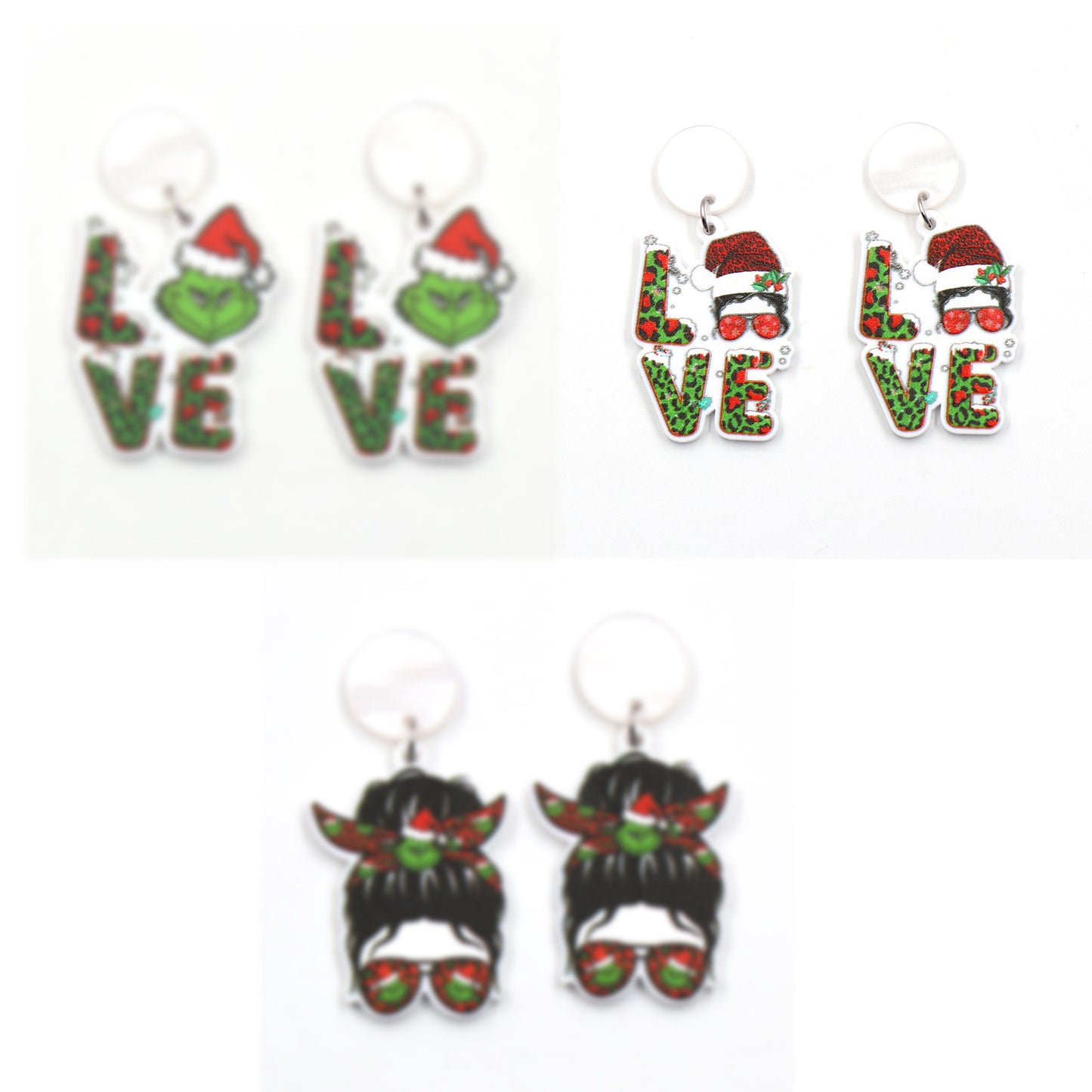 Christmas Festival Acrylic Hat Grinch Eardrops Earrings