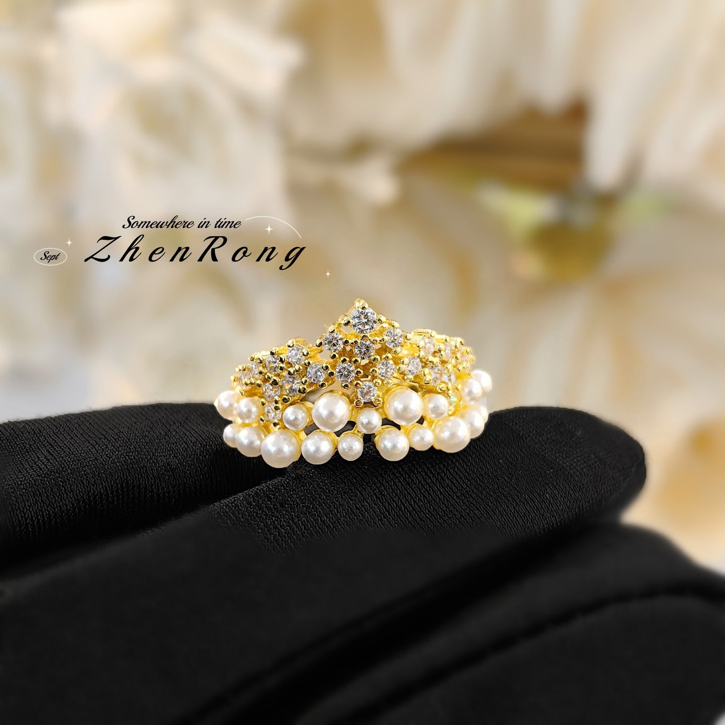 Women's Crown Pearl Simple Classic Style Starry Sky Rings