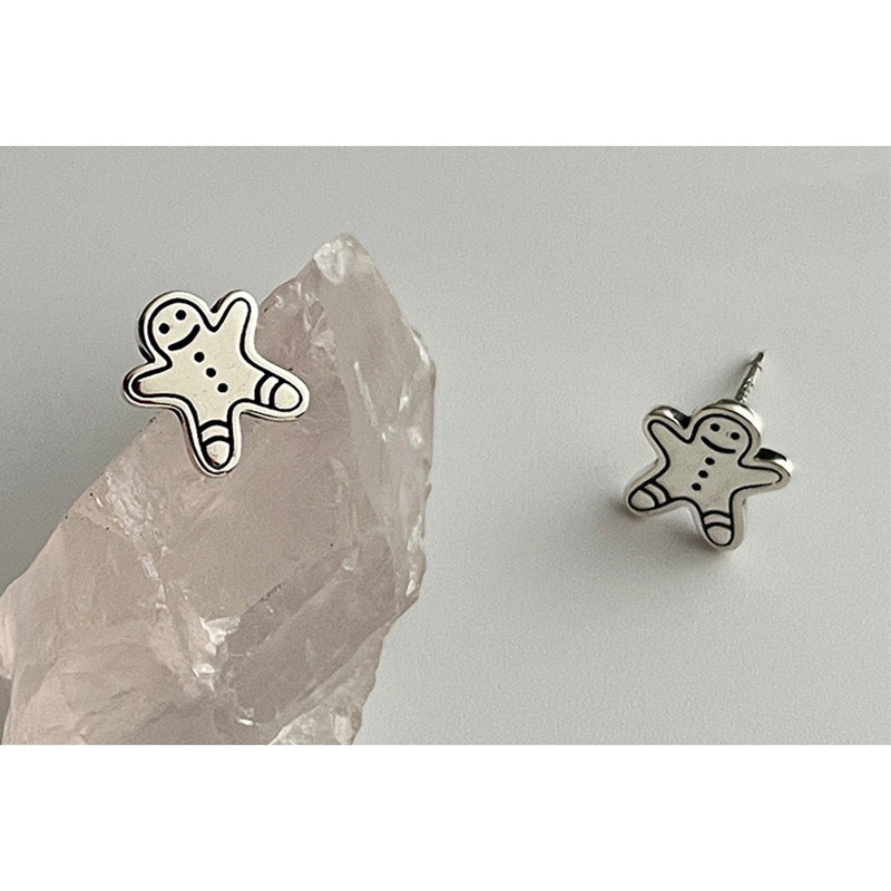 Women's Gingerbread Man Vintage Distressed Bear Ear Earrings