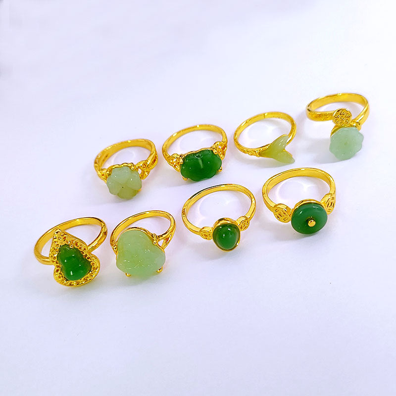 Women's Jade Glass Index Finger Night Market Rings