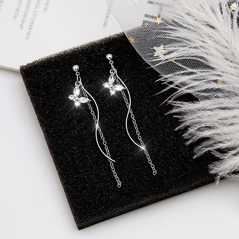 Pearl Versatile Personality Long Tassel Female Earrings