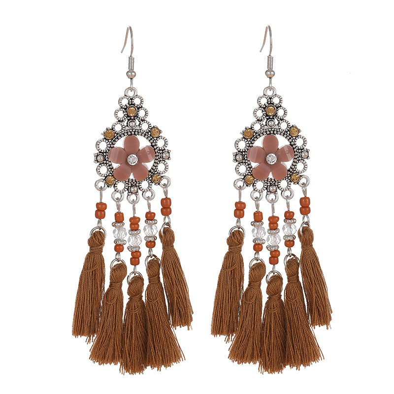 Diamond Tassel Fresh Vintage Scenic Spot Earrings