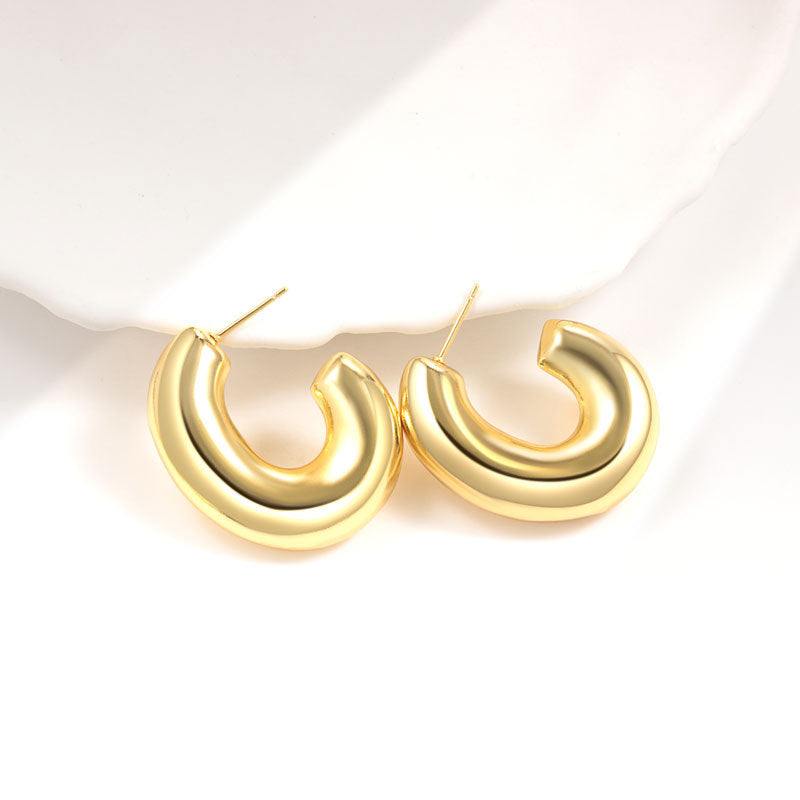 Shaped Tube Exaggerated Style Light Luxury Fashion Simple Niche Earrings