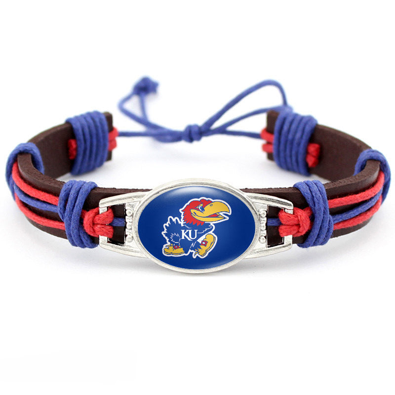 College Team Cowhide Woven Georgian Bulldog Bracelets