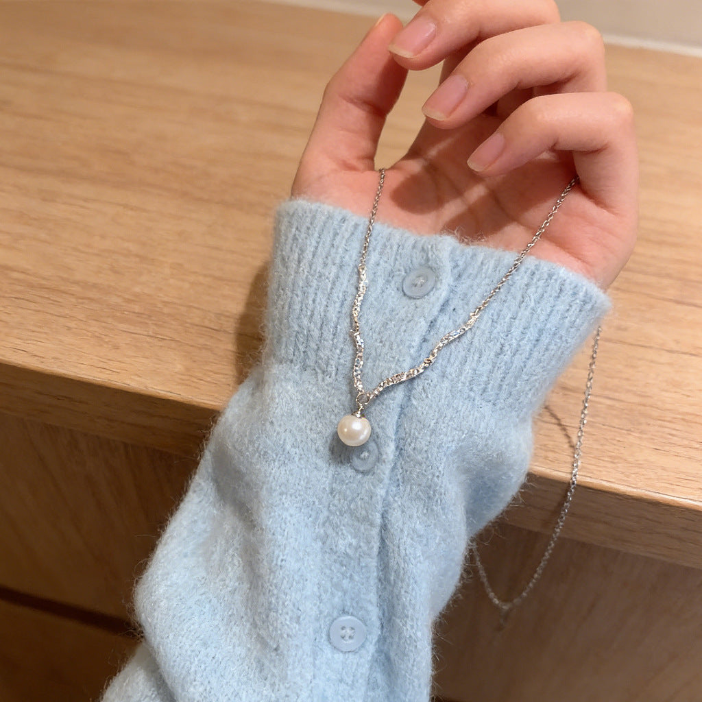 Women's Light Luxury Minority Wave Zircon Pearl Simple Temperament Necklace