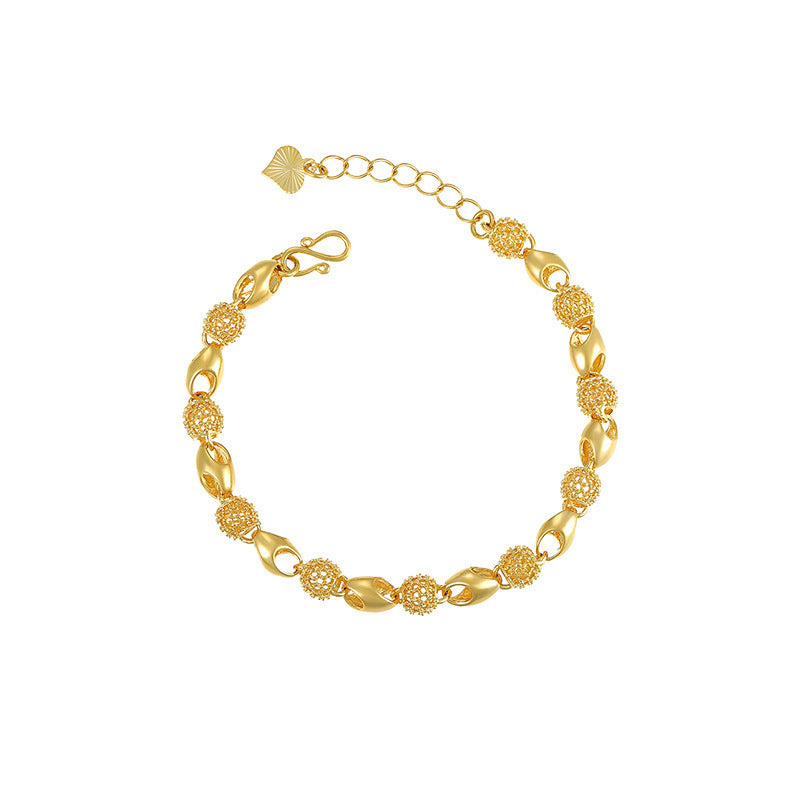 Women's Exquisite Hollow Brass Gold-plated Lucky Beads Bracelets