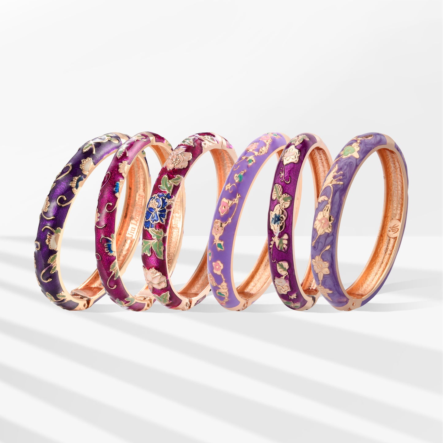 Cloisonne Vintage Court Style Purple Peony Flower Enamel Bracelet
