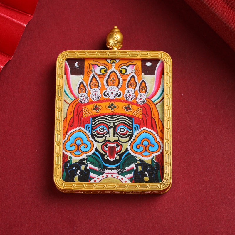 Master Green Tara Tibetan Square Gold Multiple Pendants