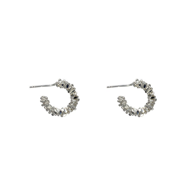 Simple Circle Sier Temperament Wild Design Earrings