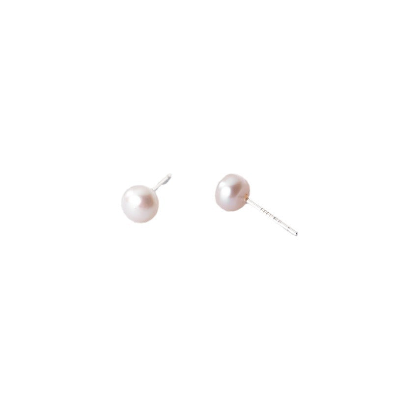 Women's Pure Sier Freshwater Pearl Ear Simple Earrings