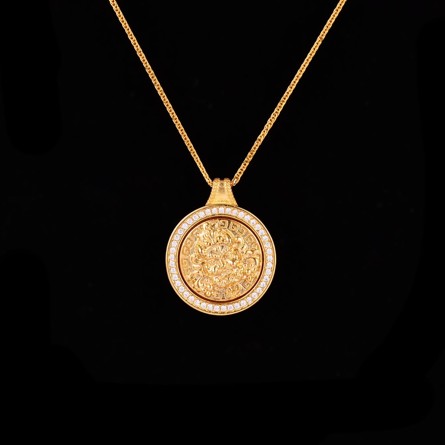 Ancient Style Alluvial Rotating Sunflower Compass Chinese Necklaces