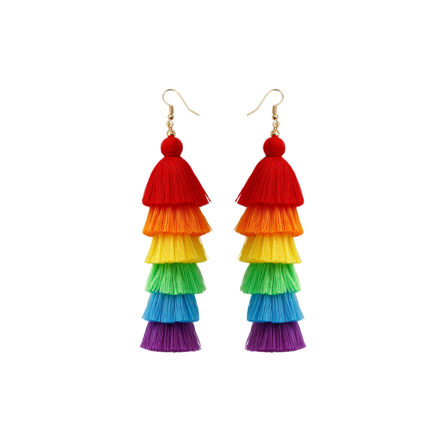 Vacation Style Tassel Colorful Rainbow Retro Earrings