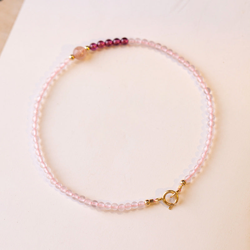 Women's Strawberry Quartz Pink Crystal Twin Design Bracelets