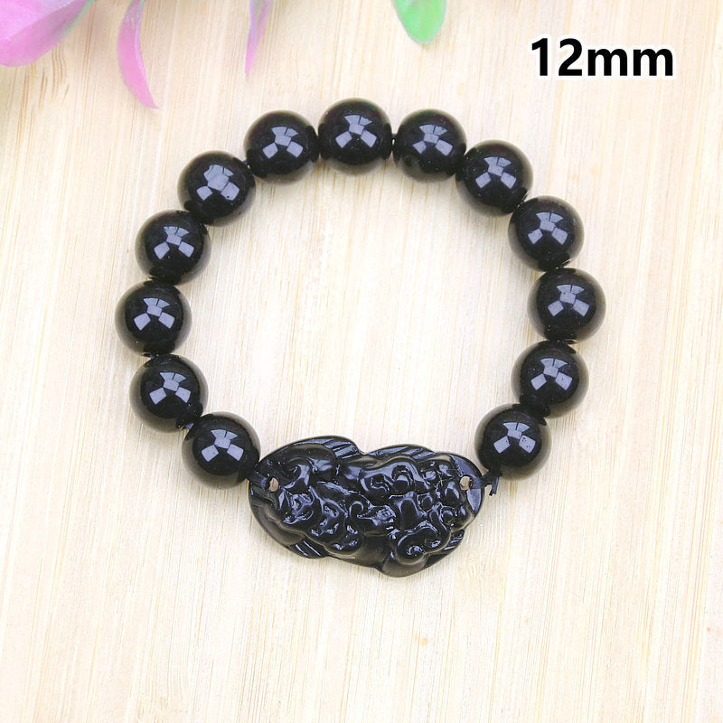 Running Rivers Lakes Live Imitation Obsidian Gilt Six Words Mantra Bracelet